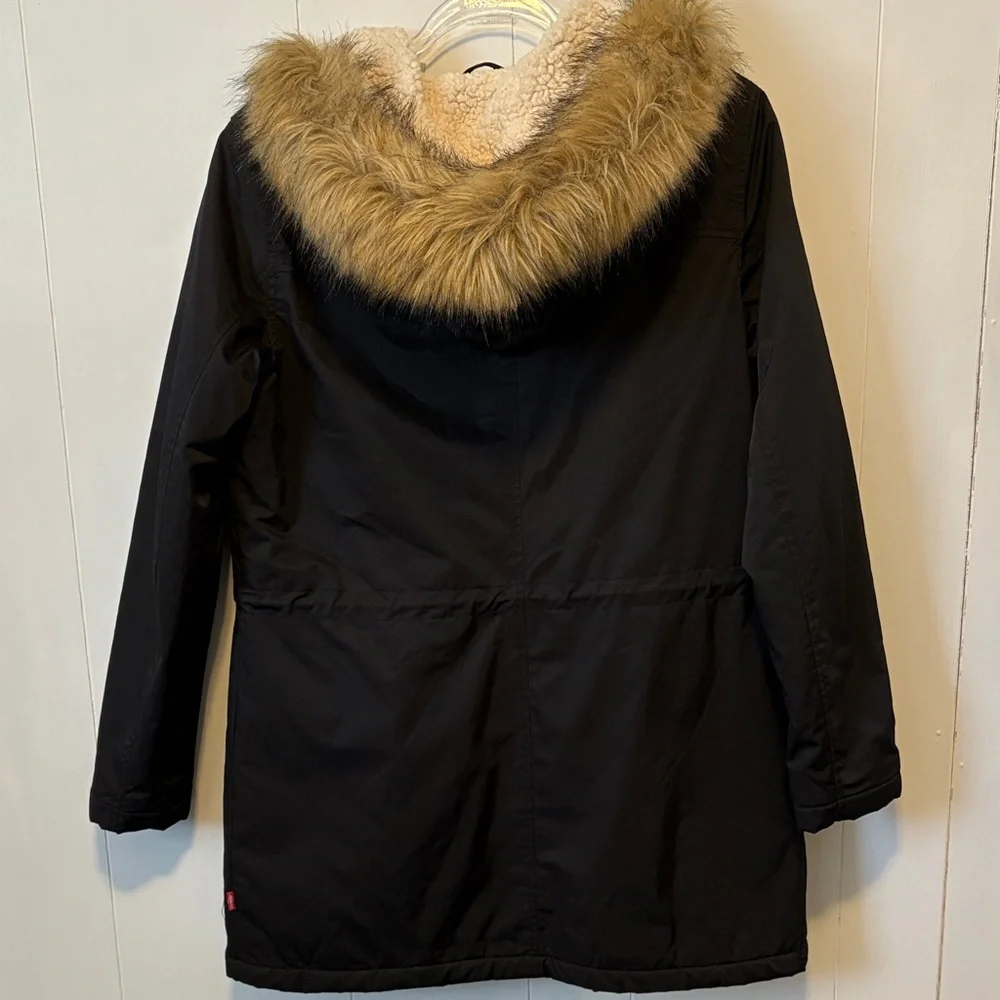 Women's Levis Black Parka Coat - Picture 4 of 7
